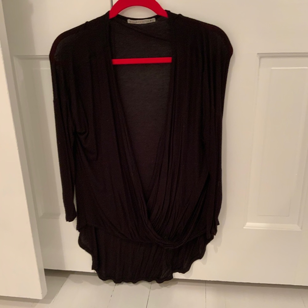 Deep Plunge V Neck Asymmetrical Long Sleeve